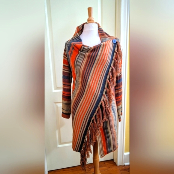 Military Hippie Cardigan Wrap Sweater  Made in the USA  Stylish - Picture 12 of 12